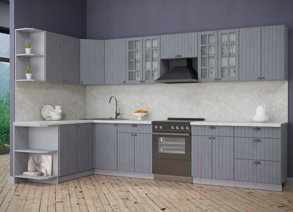 Изображение товара Кухонный гарнитур Интерлиния Берес 1.7x3.4 левая (дуб серый/опал светлый)