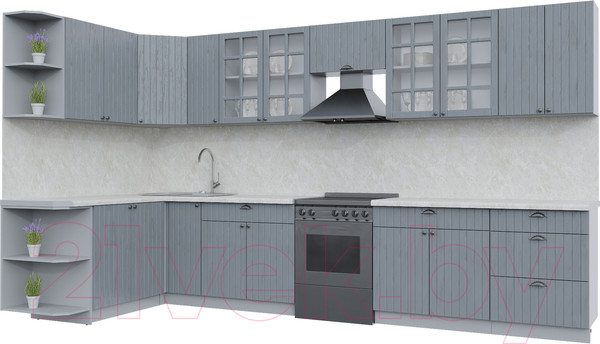 Изображение товара Кухонный гарнитур Интерлиния Берес 1.7x3.7 левая (дуб серый/опал светлый)