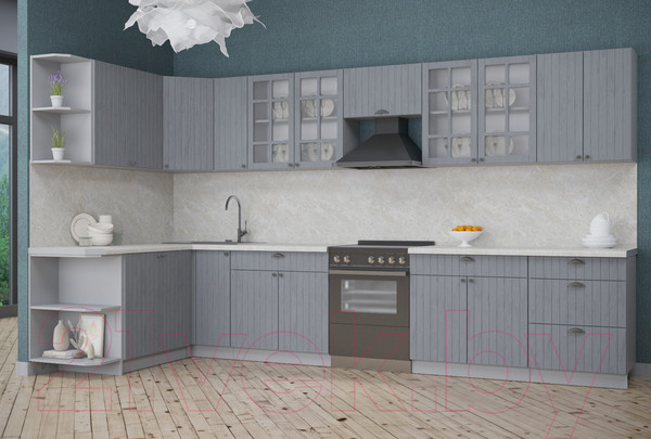 Изображение товара Кухонный гарнитур Интерлиния Берес 1.7x3.7 левая (дуб серый/опал светлый)