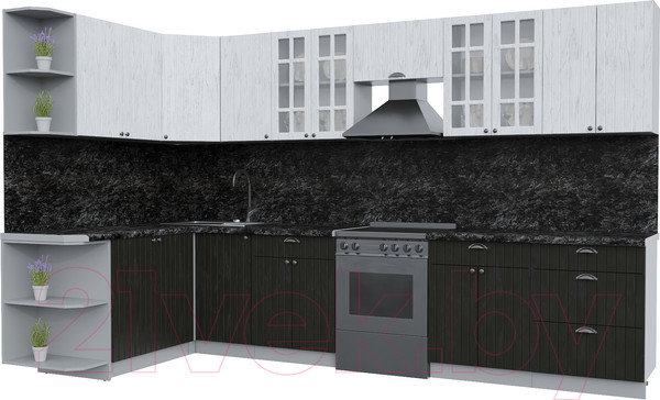 Изображение товара Кухонный гарнитур Интерлиния Берес 1.7x3.4 левая (дуб английский/дуб полярный/кастилло темный)