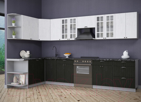 Изображение товара Кухонный гарнитур Интерлиния Берес 1.7x3.4 левая (дуб английский/дуб полярный/кастилло темный)