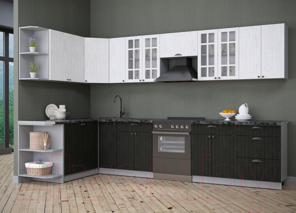 Изображение товара Кухонный гарнитур Интерлиния Берес 1.7x3.3 левая (дуб английский/дуб полярный/кастилло темный)