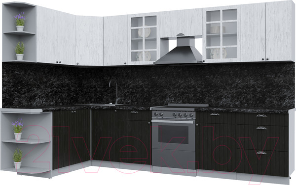 Изображение товара Кухонный гарнитур Интерлиния Берес 1.7x3.2 левая (дуб английский/дуб полярный/кастилло темный)