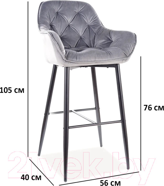 Изображение товара Стул барный Signal Cherry H-1 Velvet (Bluvel 14 серый/черный)
