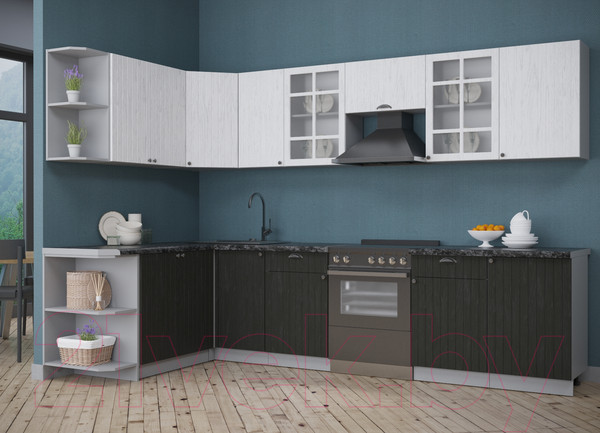 Изображение товара Кухонный гарнитур Интерлиния Берес 1.7x3.1 левая (дуб английский/дуб полярный/кастилло темный)