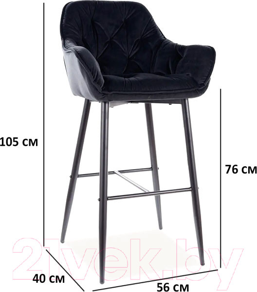 Изображение товара Стул барный Signal Cherry H-1 Velvet (Bluvel 19 черный/черный)