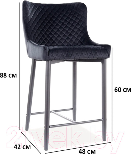 Изображение товара Стул барный Signal Colin B H-2 Velvet (Bluvel 19 черный/черный)