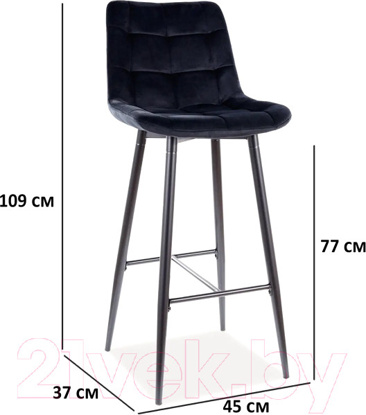 Изображение товара Стул барный Signal Chic H-1 Velvet Bluvel 19 (черный/черный)