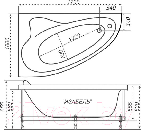 Изображение товара Ванна акриловая Triton Изабель 170x100 L