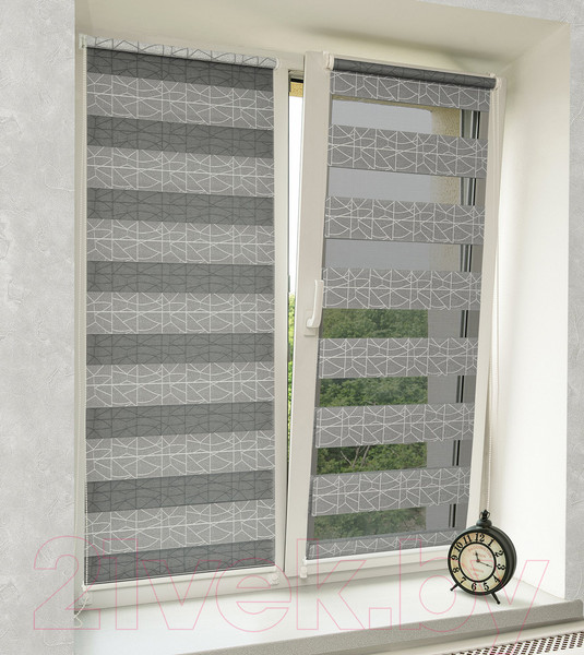 Изображение товара Рулонная штора Delfa Сантайм День-Ночь Роко МКД DN-43056 (34x160, серый)