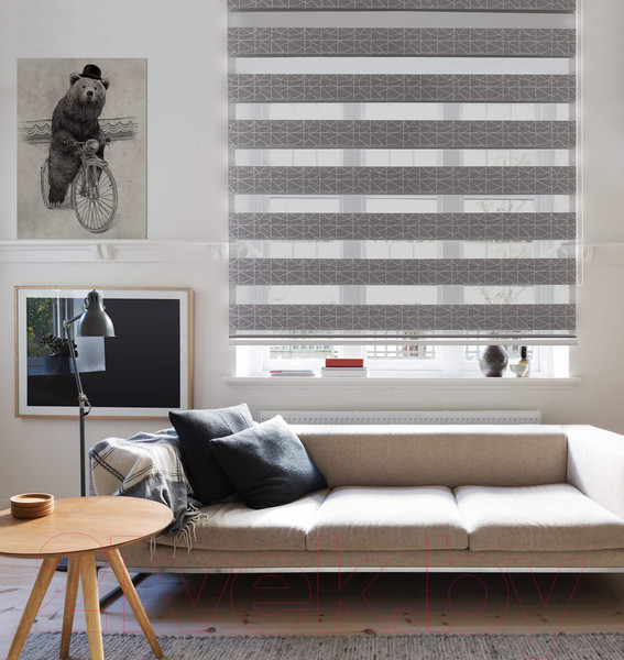 Изображение товара Рулонная штора Delfa Сантайм День-Ночь Роко МКД DN-43056 (34x160, серый)