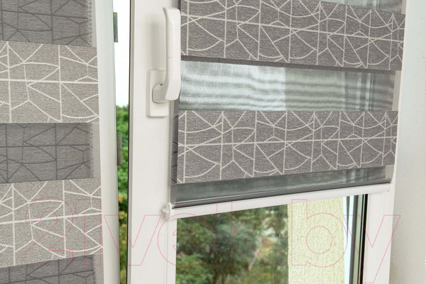 Изображение товара Рулонная штора Delfa Сантайм День-Ночь Роко МКД DN-43056 (57x160, серый)