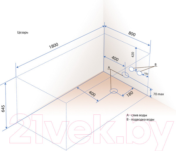 Изображение товара Ванна акриловая Triton Цезарь Экстра 180x80