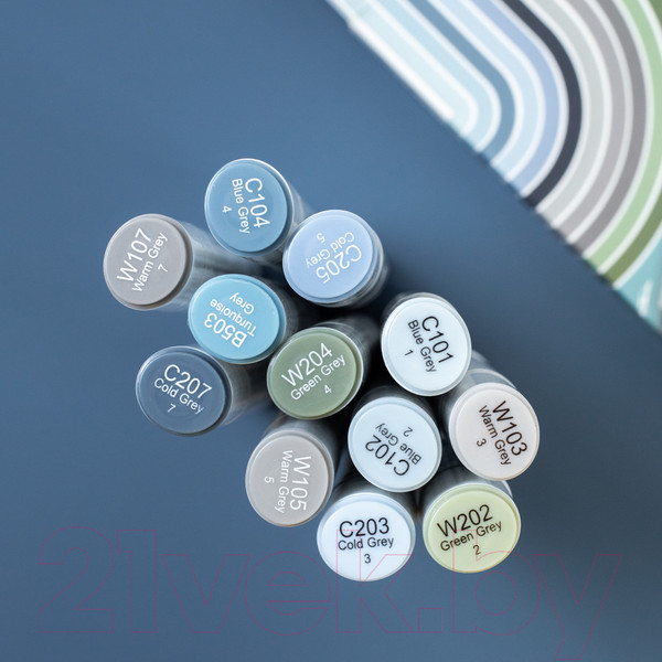 Изображение товара Набор маркеров Малевичъ GrafArt Brush / 190910 (12 цветов, серый)