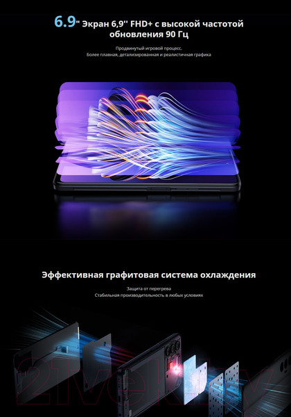 Изображение товара Смартфон Tecno Pova 3 6GB/128GB / LF7n (Eco Black)
