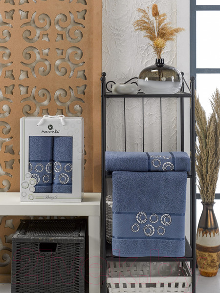 Изображение товара Набор полотенец Merzuka Bangle 50x90/70x140 / 11284 (темно-голубой)