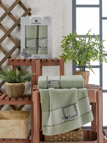 Изображение товара Набор полотенец Merzuka Classy 50x90/70x140 / 11290 (зеленый)