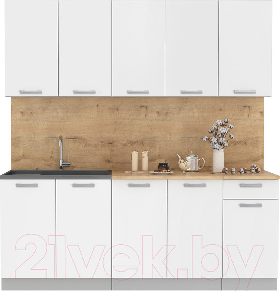 Изображение товара Кухонный гарнитур Интерлиния Мила Лайт 2.0 (белый платинум/дуб бунратти)