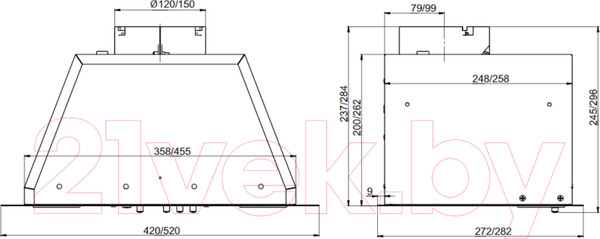 Изображение товара Вытяжка скрытая Elikor Врезной блок Box 42П-450 / 213845  (черный)