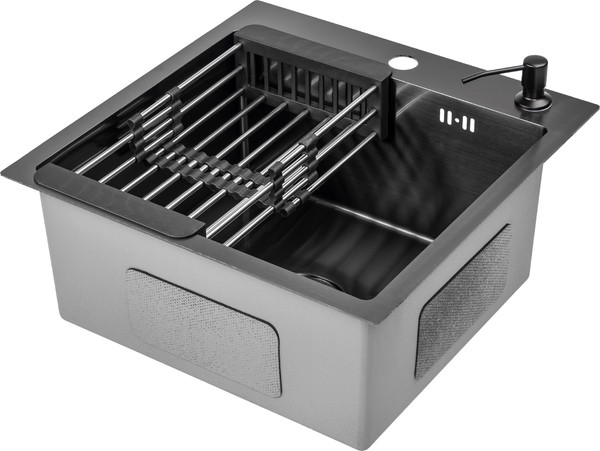 Изображение товара Мойка кухонная Saniteco 4848 Nano (с сифоном, дозатором и коландером)