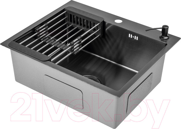 Изображение товара Мойка кухонная Saniteco 6050 Nano (с сифоном, дозатором и коландером)