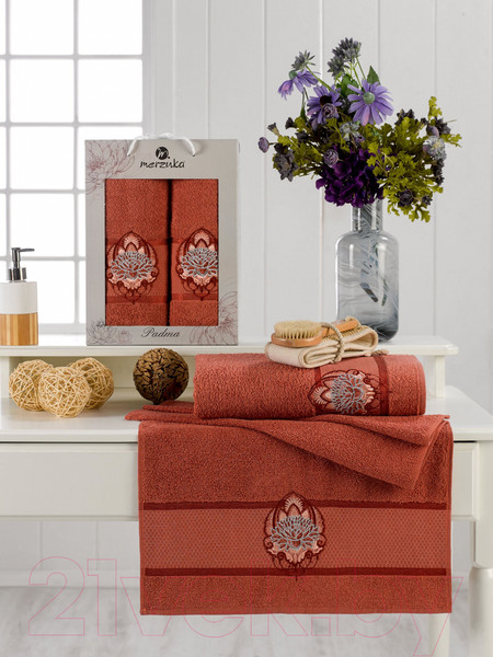 Изображение товара Набор полотенец Merzuka Padma 50x90/70x140 / 11637 (терракотовый)