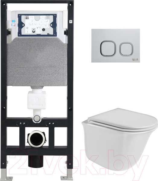 Изображение товара Унитаз подвесной с инсталляцией WeltWasser Amberg 506 + Telbach 004 GL-WT + Amberg RD-WT