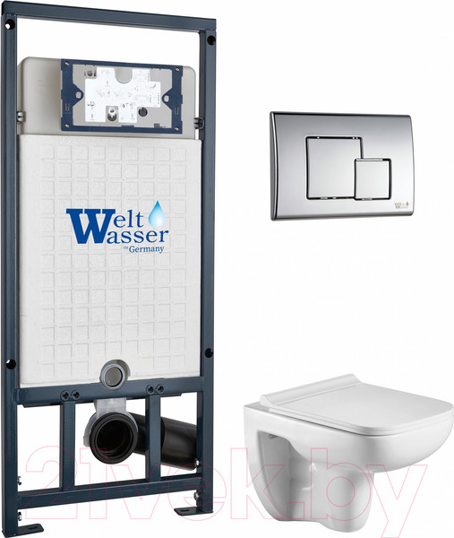 Изображение товара Унитаз подвесной с инсталляцией WeltWasser Marberg 507 + Kehlbach 004 GL-WT + Mar 507 SE