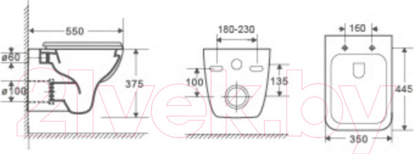 Изображение товара Унитаз подвесной с инсталляцией WeltWasser Marberg 507 + Kehlbach 004 GL-WT + Mar 507 SE