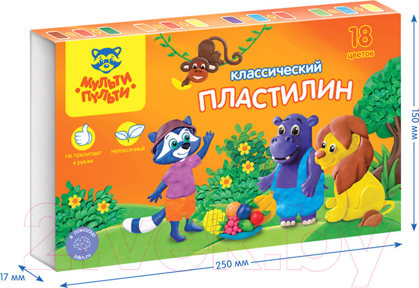 Изображение товара Пластилин Мульти-пульти Приключения Енота / КП_10211 (18цв)