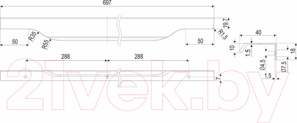 Изображение товара Ручка для мебели Boyard Al Tera RT111GR.1/576/700