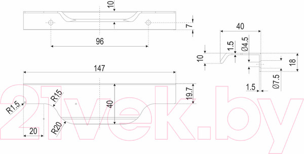 Изображение товара Ручка для мебели Boyard Al Tera RT111GR.1/96/150
