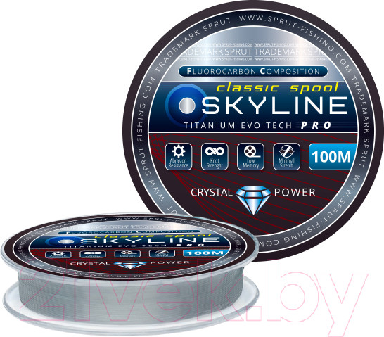 Изображение товара Леска флюорокарбоновая Sprut Skyline Fluorocarbon Composition Evo Tech Classic 100м 0.185мм (Titan)