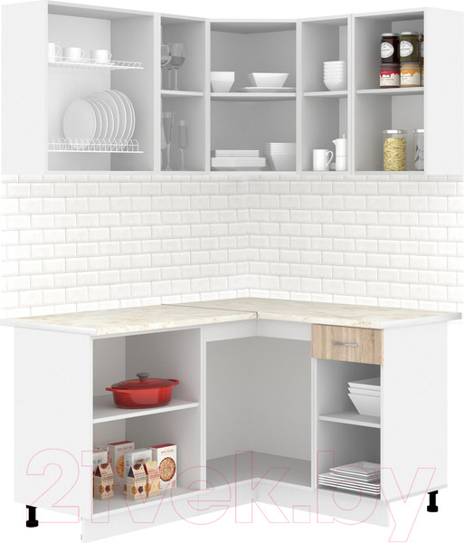 Изображение товара Кухонный гарнитур Кортекс-мебель Корнелия Лира 1.5x1.3 (дуб сонома/королевский опал)