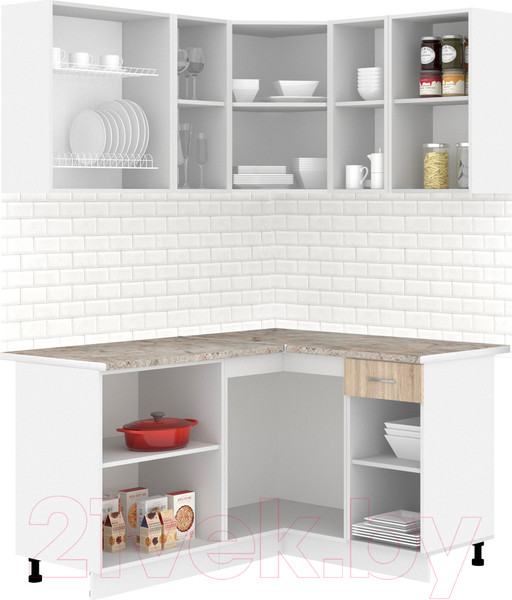 Изображение товара Кухонный гарнитур Кортекс-мебель Корнелия Лира 1.5x1.3 (дуб сонома/марсель)