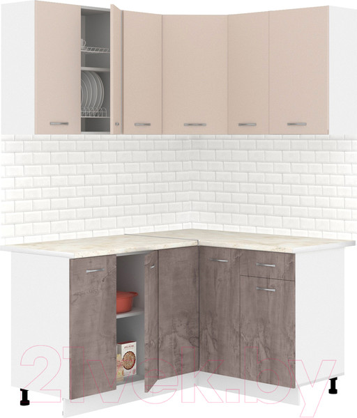 Изображение товара Кухонный гарнитур Кортекс-мебель Корнелия Лира 1.5x1.3 (капучино/оникс/королевский опал)