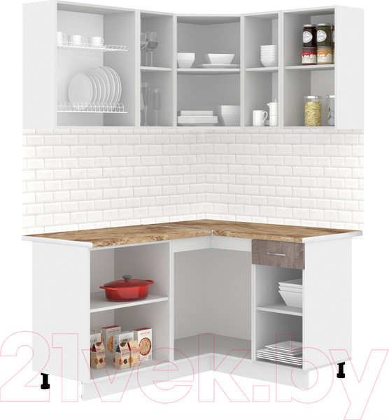 Изображение товара Кухонный гарнитур Кортекс-мебель Корнелия Лира 1.5x1.3 (капучино/оникс/мадрид)