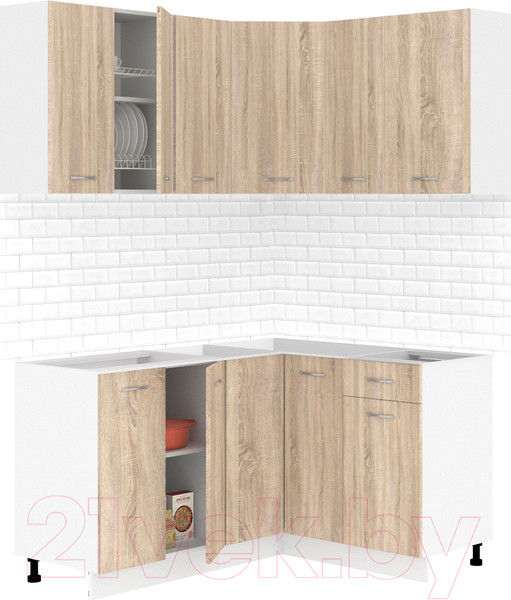Изображение товара Кухонный гарнитур Кортекс-мебель Корнелия Лира 1.5x1.3 без столешницы (дуб сонома)