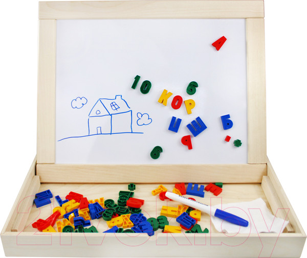 Изображение товара Доска для рисования Десятое королевство Двухсторонняя Магнитно-маркерная с поддоном / 02272