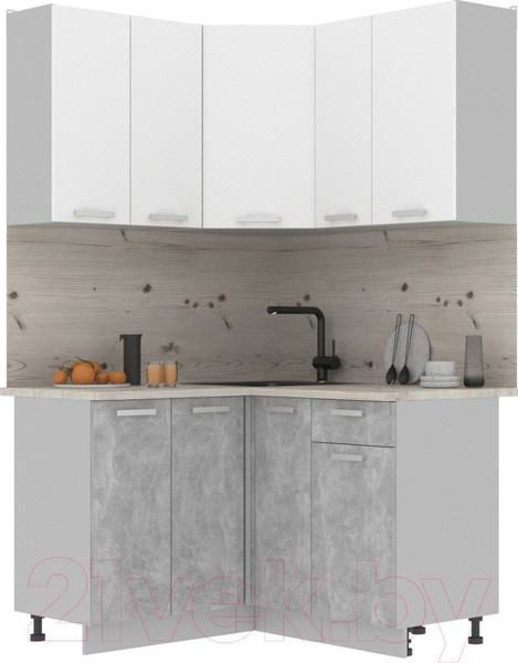 Изображение товара Кухонный гарнитур Интерлиния Мила Лайт 1.2x1.3 (белый платинум/бетон/бискайская сосна)