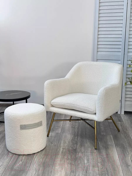 Изображение товара Кресло мягкое M-City Sheep / 629M04953 (Nini-01 белый Teddy/золотой)