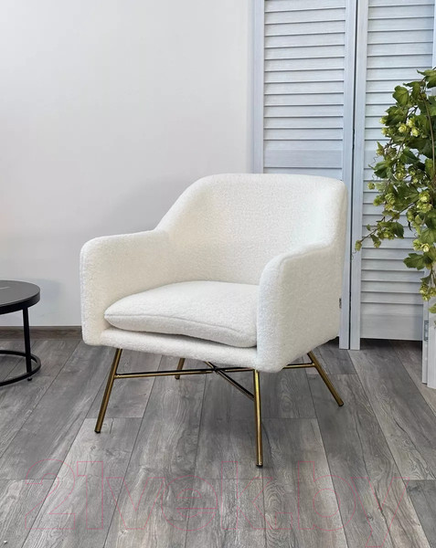 Изображение товара Кресло мягкое M-City Sheep / 629M04953 (Nini-01 белый Teddy/золотой)