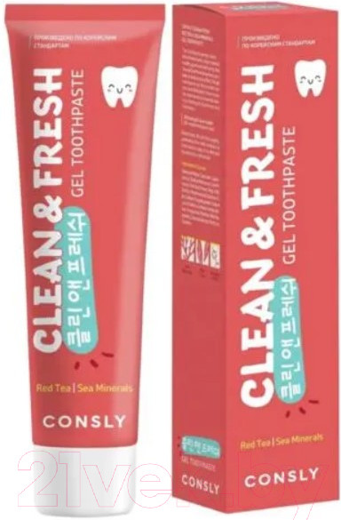 Изображение товара Зубная паста Consly Clean&Fresh С экстрактом красного чая и морскими минералами (105г)