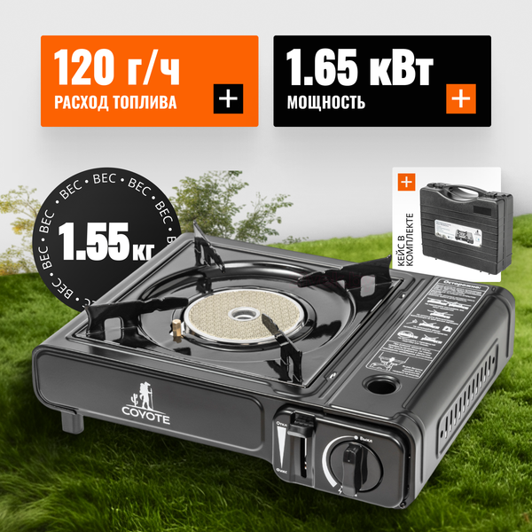 Изображение товара Плита туристическая Coyote MS-2500C (черный полуглянцевый)