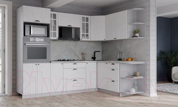 Изображение товара Кухонный гарнитур Интерлиния Берес 1.68x2.4 ВТ правая (дуб полярный/серый каспий)