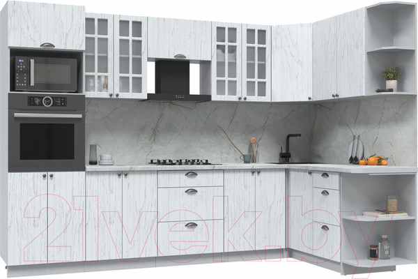 Изображение товара Кухонный гарнитур Интерлиния Берес 1.68x3.0 ВТ правая (дуб полярный/серый каспий)