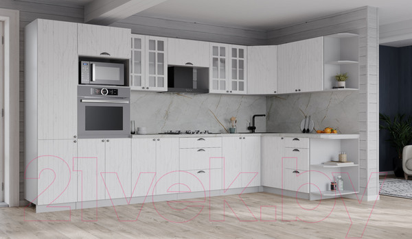 Изображение товара Кухонный гарнитур Интерлиния Берес 1.68x3.4 ВТ правая (дуб полярный/серый каспий)