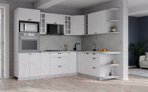 Изображение товара Кухонный гарнитур Интерлиния Берес 1.88x2.4 ВТ правая (дуб полярный/серый каспий)