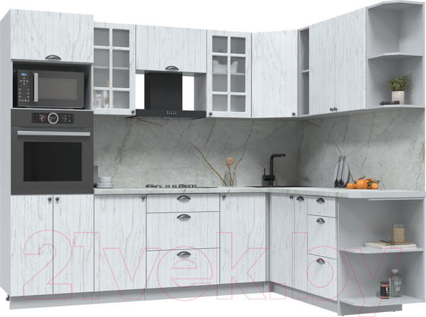 Изображение товара Кухонный гарнитур Интерлиния Берес 1.88x2.6 ВТ правая (дуб полярный/серый каспий)