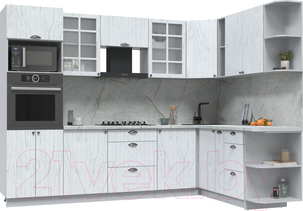 Изображение товара Кухонный гарнитур Интерлиния Берес 1.88x2.8 ВТ правая (дуб полярный/серый каспий)